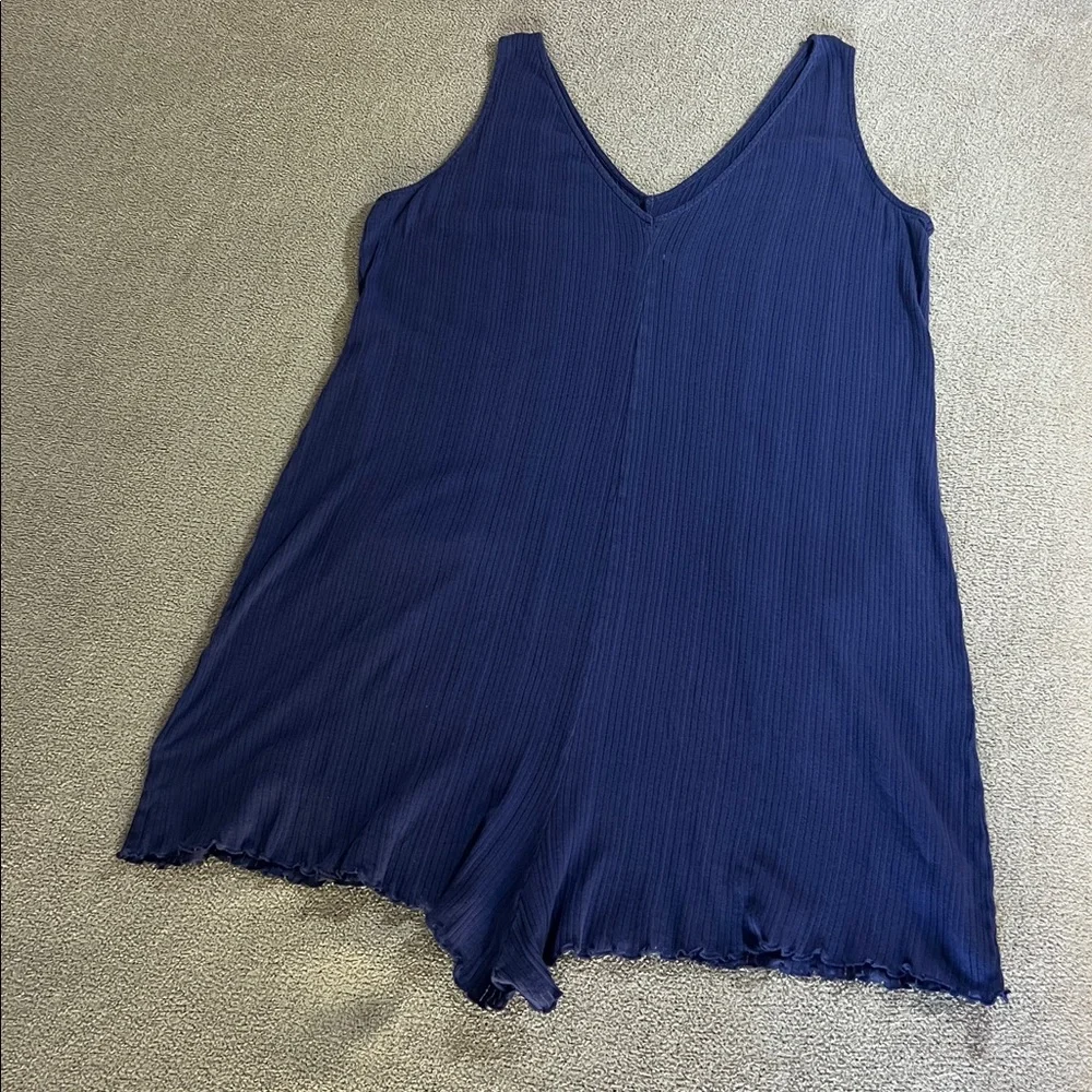 Pact - Dreamy Blue Pointelle Ribbed Sleep Romper - Size XL - Picture 4 of 14